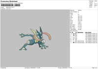 Greninja Embroidery File 6 sizes