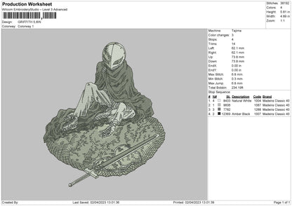 Griffith Embroidery File 6 sizes