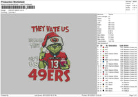 Grinch 49Ers Embroidery File 6 sizes