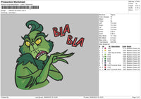 Grinch Bla Bla Embroidery File 5 sizes