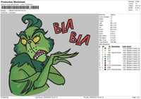 Grinch Bla Bla Embroidery File 5 sizes