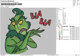 Grinch Bla Bla Embroidery File 5 sizes