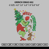 Grinch Xmas 002 Embroidery File 6 sizes