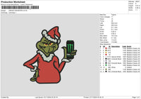 Grinch Drink 02 Embroidery File 6 sizes