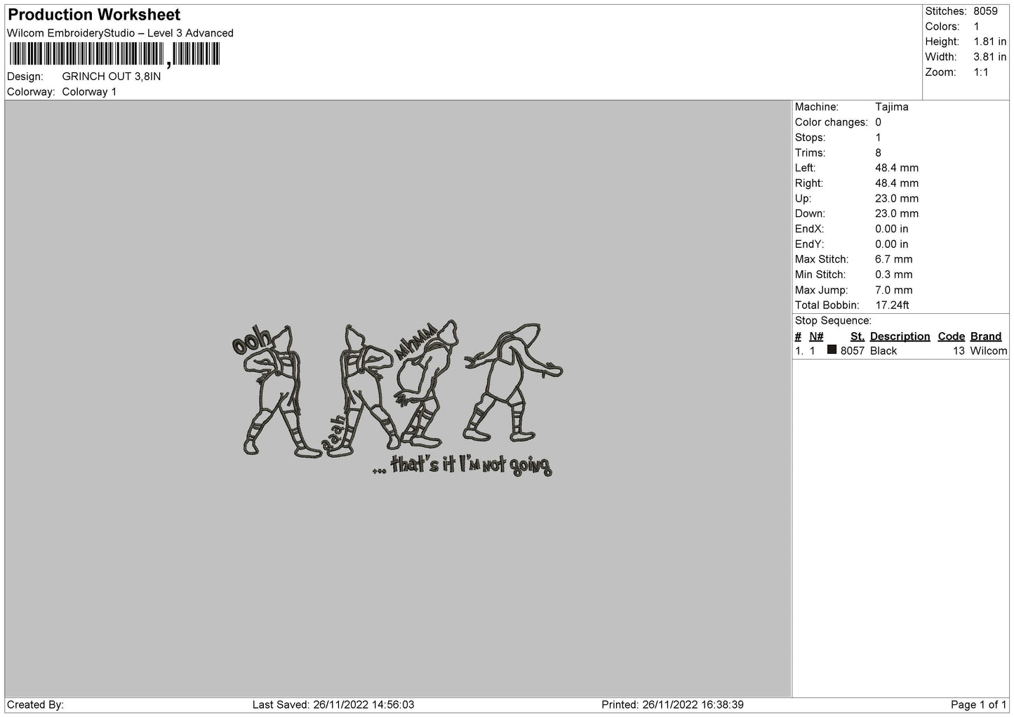 Grinch Out Embroidery File 6 sizes