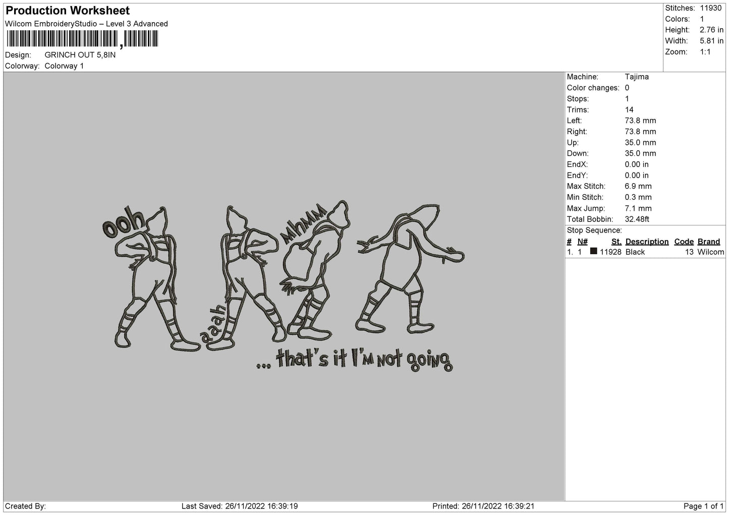 Grinch Out Embroidery File 6 sizes