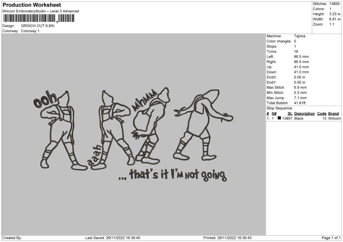 Grinch Out Embroidery File 6 sizes