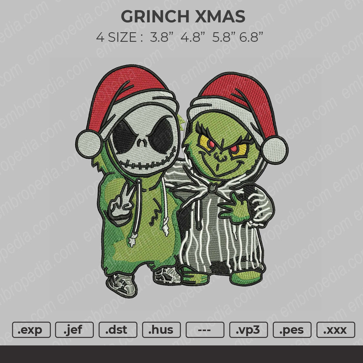 Grinch Xmas Embroidery File 4 size