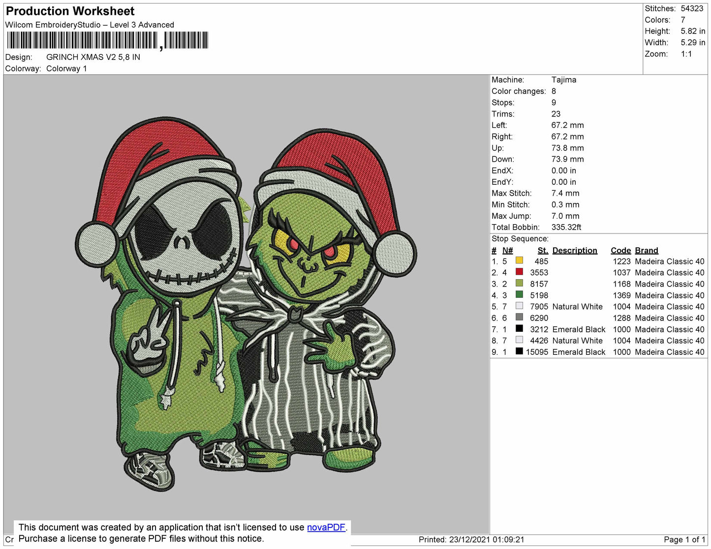 Grinch Xmas Embroidery File 4 size