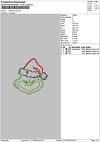 Grinch Head Small Embroidery File 6 sizes