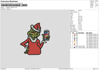 Grinch Redbull Embroidery File 6 sizes