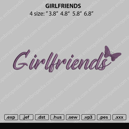 Girlfriends Text Embroidery File 4 size