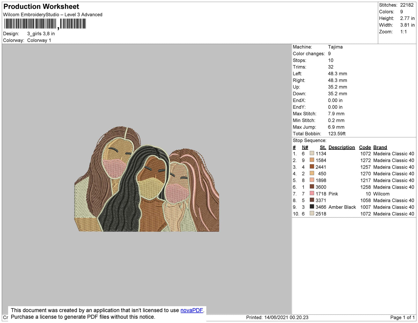Girls Image Embroidery File 4 Size
