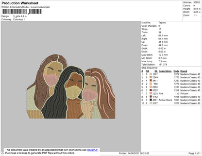 Girls Image Embroidery File 4 Size