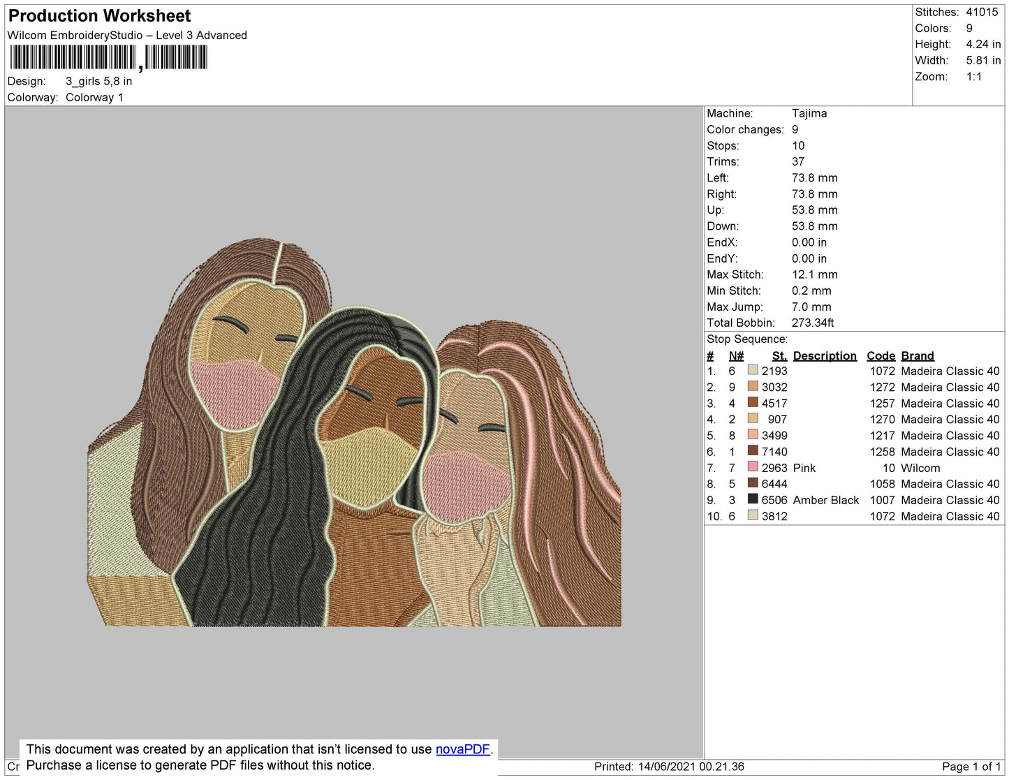 Girls Image Embroidery File 4 Size