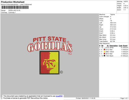Gorillas Embroidery File 4 size