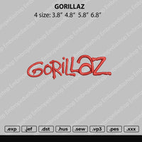 Gorillaz Text Embroidery File 4 size