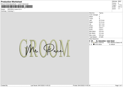 Mr Pace Embroidery File 6 sizes