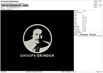 Groupe Grinder Embroidery File 5 sizes
