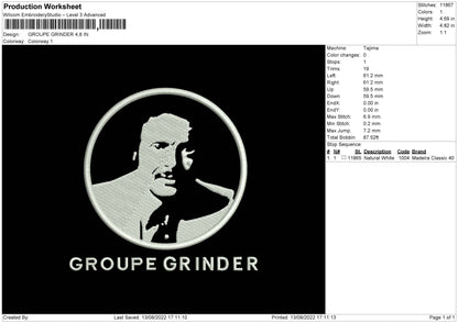 Groupe Grinder Embroidery File 5 sizes