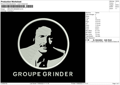 Groupe Grinder Embroidery File 5 sizes