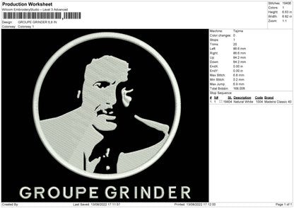 Groupe Grinder Embroidery File 5 sizes