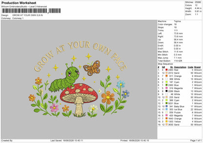 Growtext Embroidery Machine Design File 6 sizes
