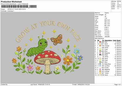Growtext Embroidery Machine Design File 6 sizes