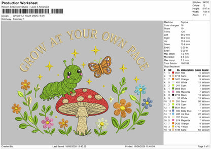 Growtext Embroidery Machine Design File 6 sizes