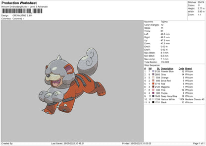 Growlthe Embroidery File 4 size