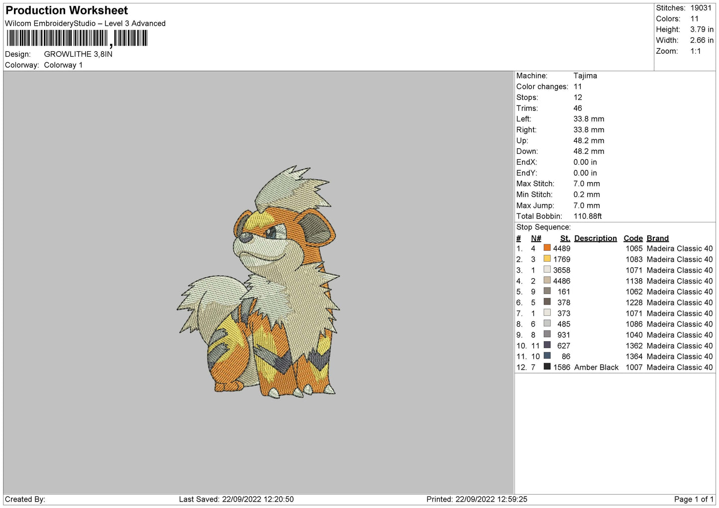 Growlithe 02 Embroidery File 5 sizes
