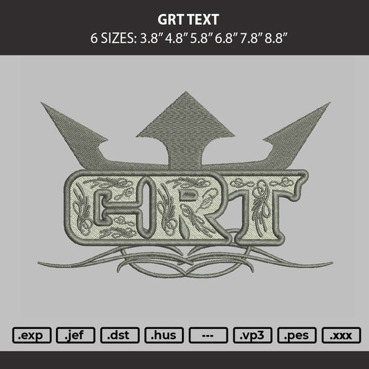 Grt Text Embroidery Machine Design File 6 sizes