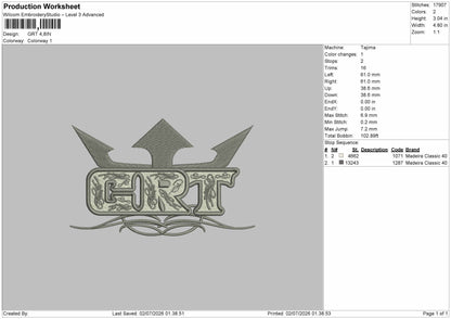 Grt Text Embroidery Machine Design File 6 sizes