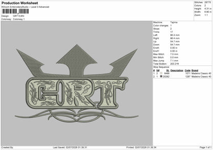 Grt Text Embroidery Machine Design File 6 sizes
