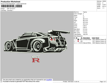 GRT Car Embroidery File 4 size
