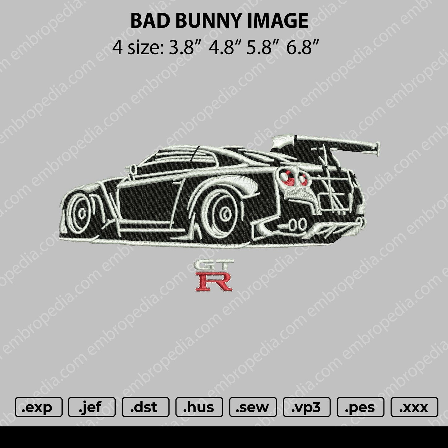 GRT Car Embroidery File 4 size