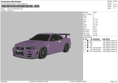Car 1810a Embroidery File 6 sizes
