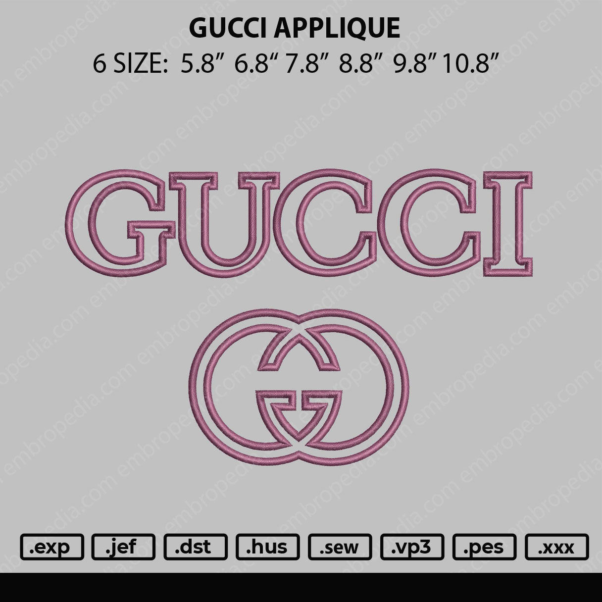 Gucci Applique Embroidery File 6 size
