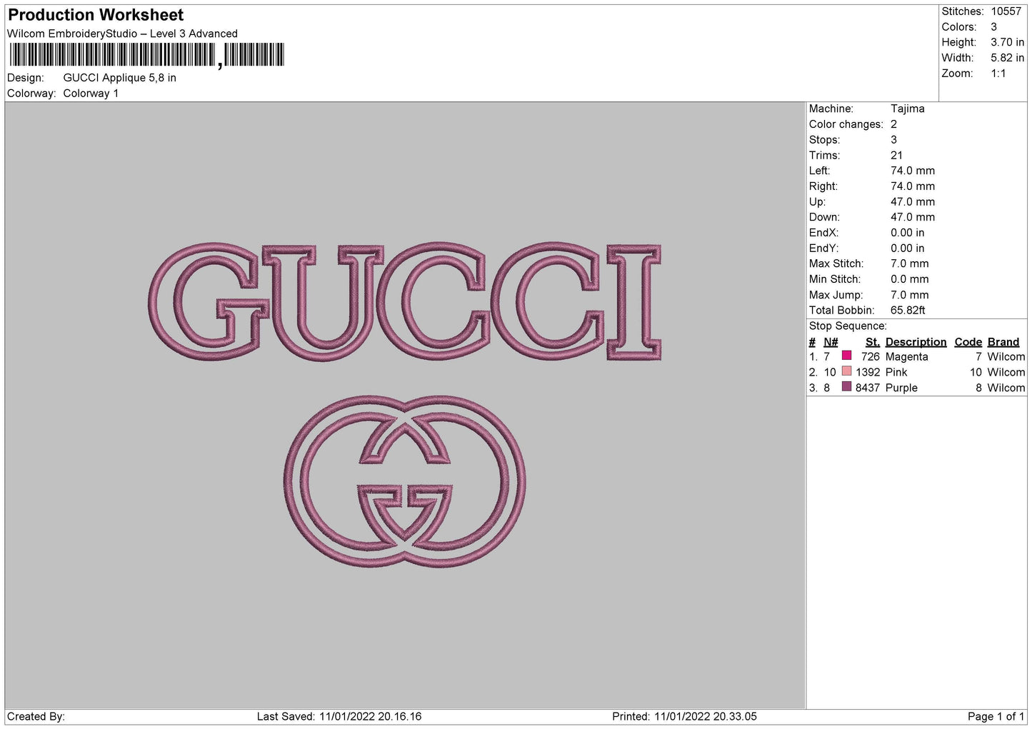 Gucci Applique Embroidery File 6 size
