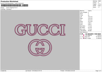Gucci Applique Embroidery File 6 size