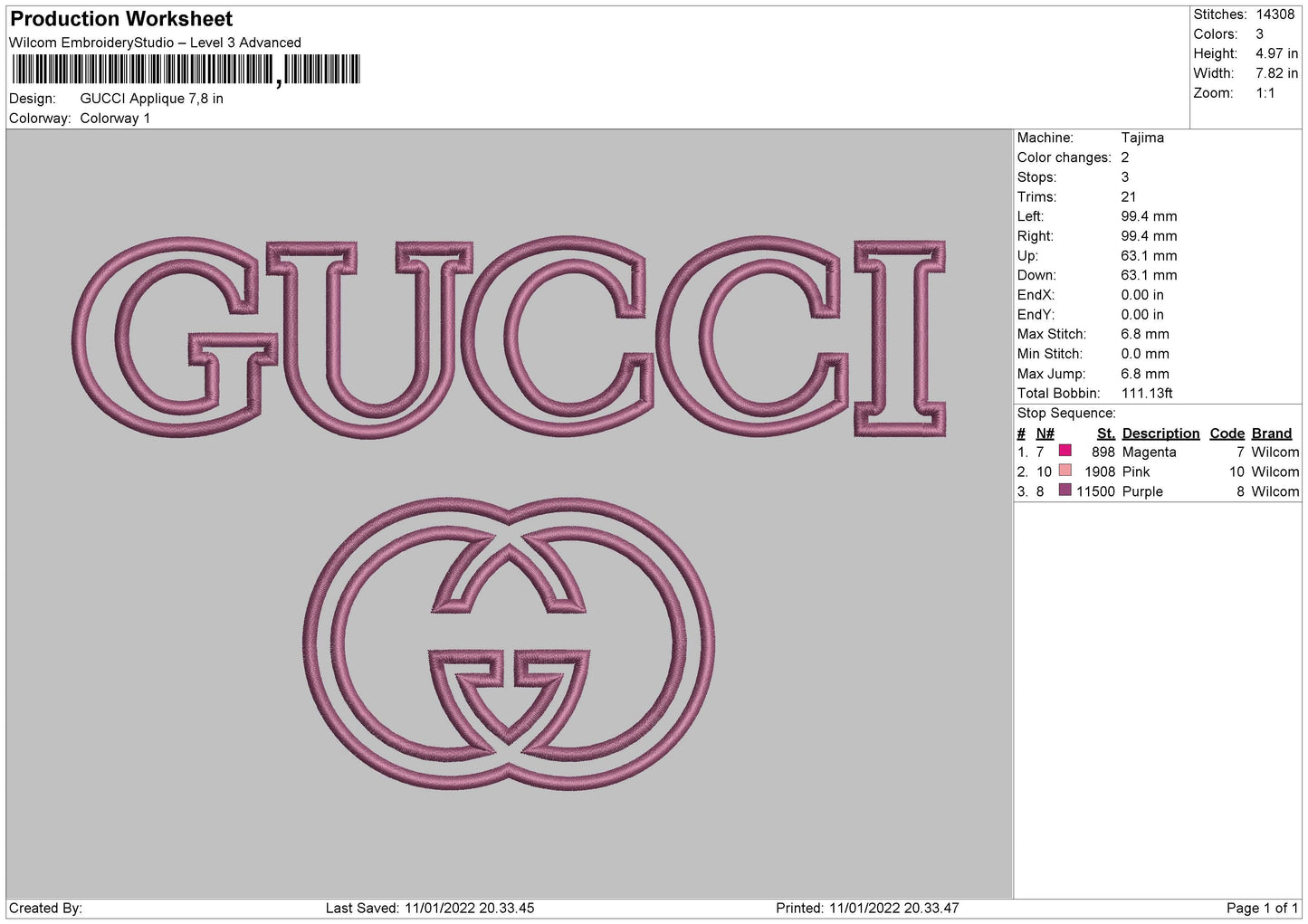 Gucci Applique Embroidery File 6 size