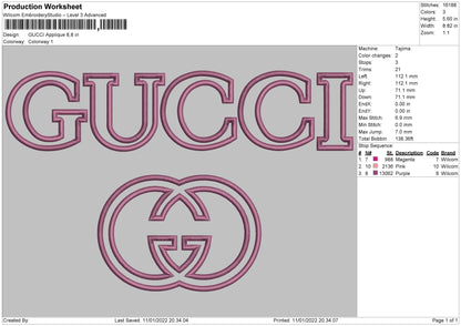 Gucci Applique Embroidery File 6 size