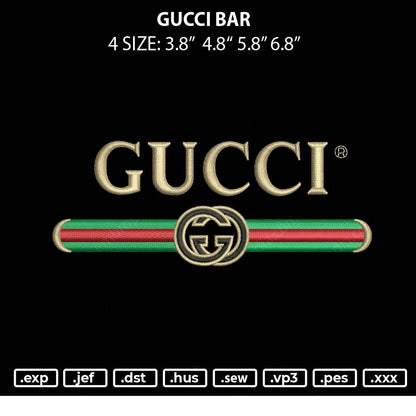 Gucci Bar Embroidery File 4 size