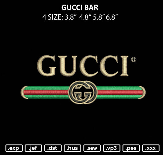 Gucci Bar Embroidery File 4 size