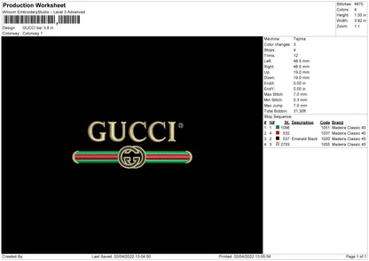 Gucci Bar Embroidery File 4 size