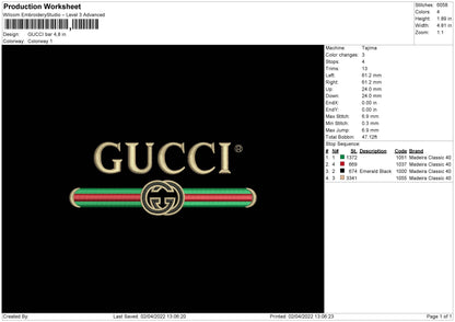 Gucci Bar Embroidery File 4 size