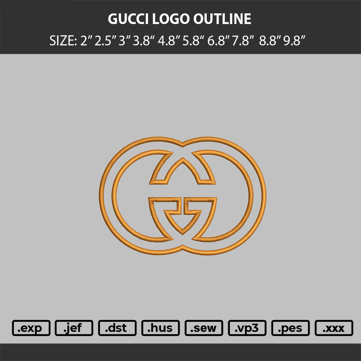 Gucci Logo Outline Embroidery Machine Files