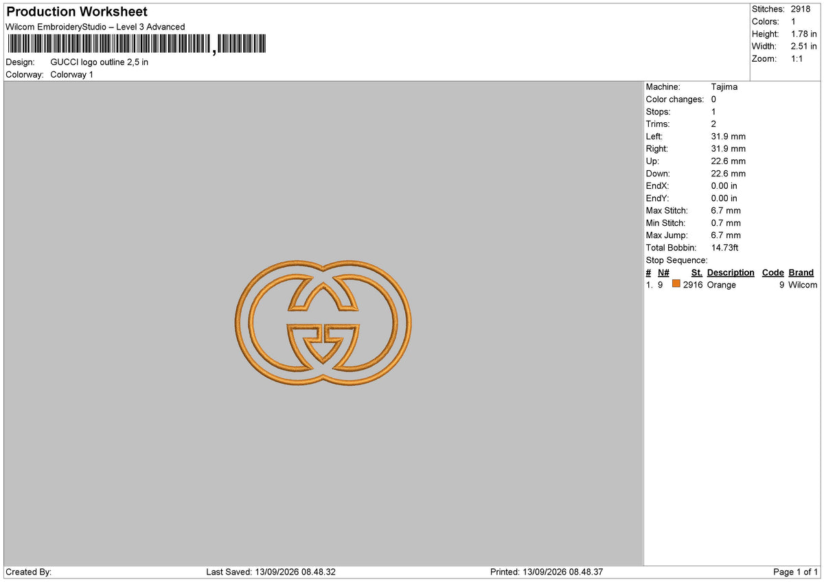 Gucci Logo Outline Embroidery Machine Files