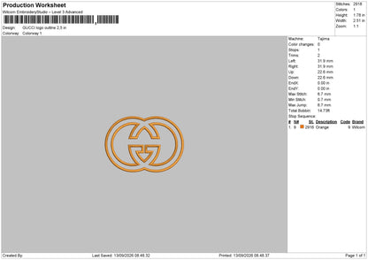 Gucci Logo Outline Embroidery Machine Files