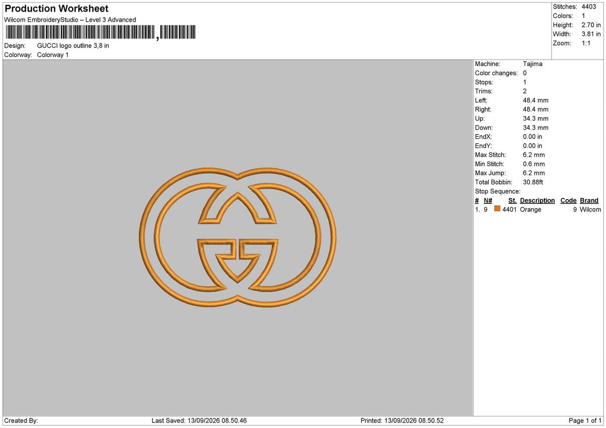 Gucci Logo Outline Embroidery Machine Files